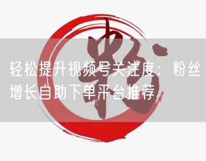轻松提升视频号关注度：粉丝增长自助下单平台推荐